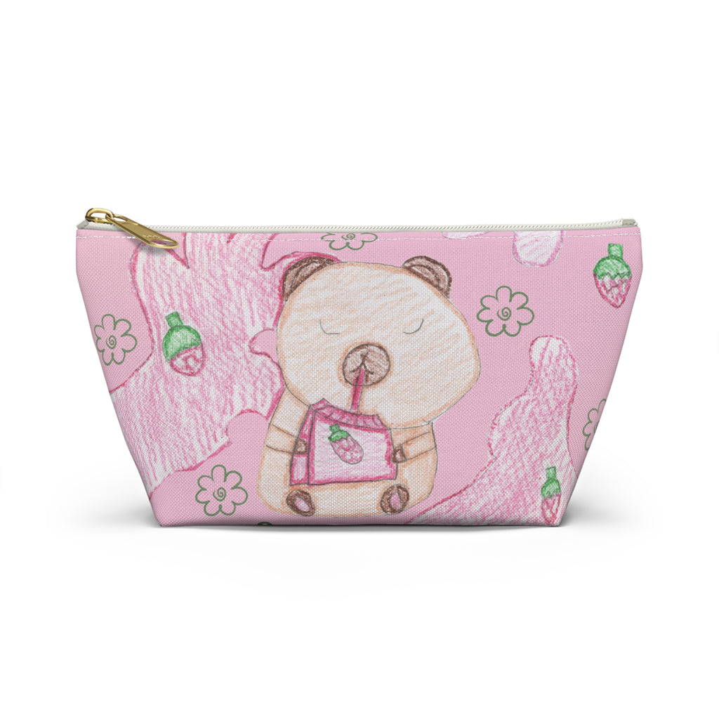 Strawberry Capybara Accessory Pouch w T-bottom