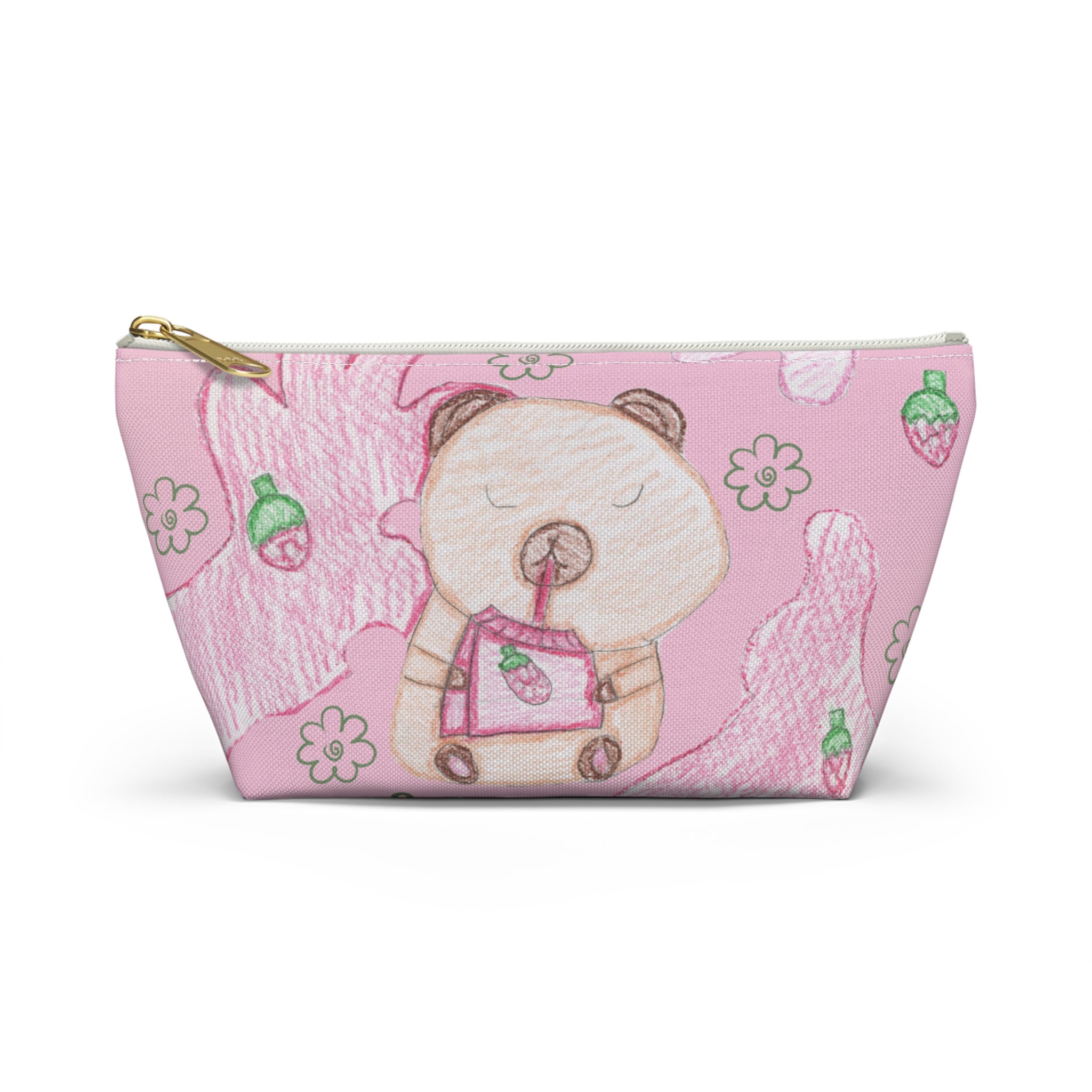 Strawberry Capybara Accessory Pouch w T-bottom