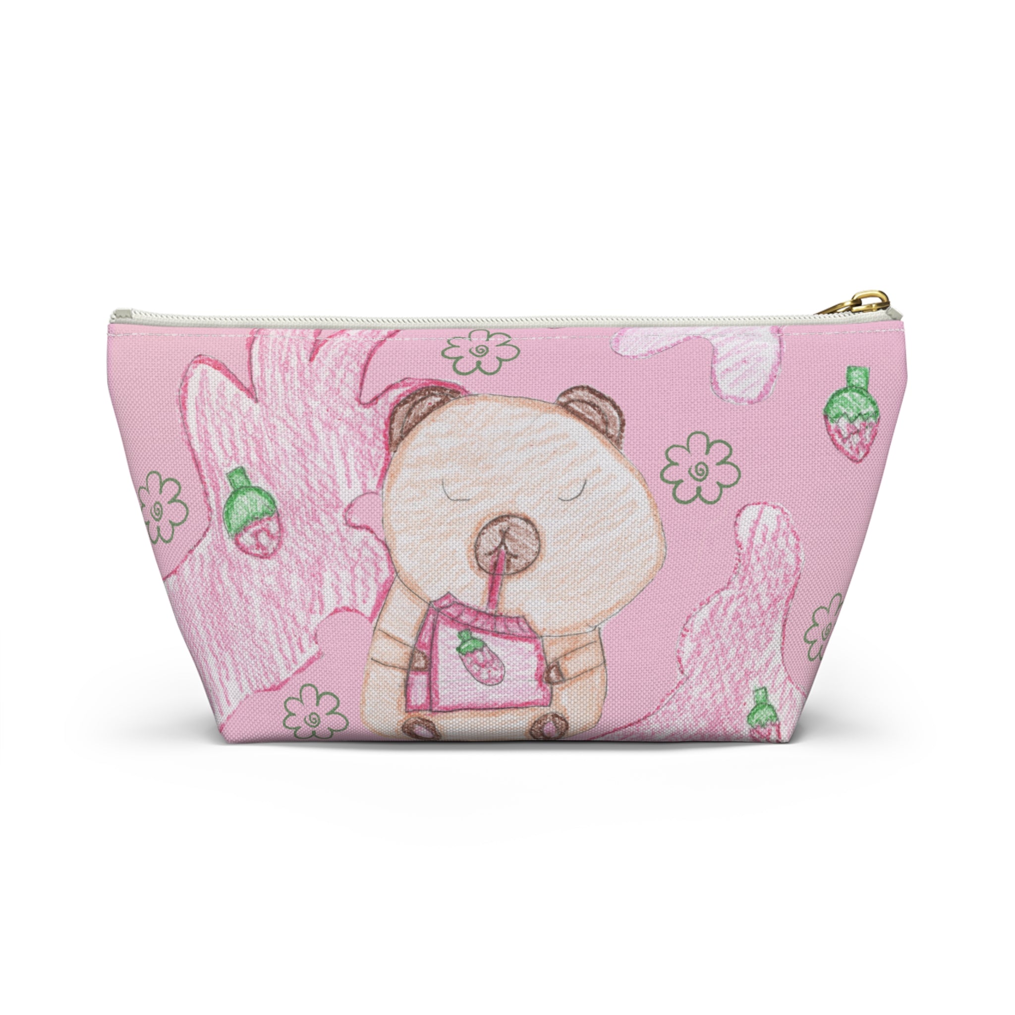 Strawberry Capybara Accessory Pouch w T-bottom