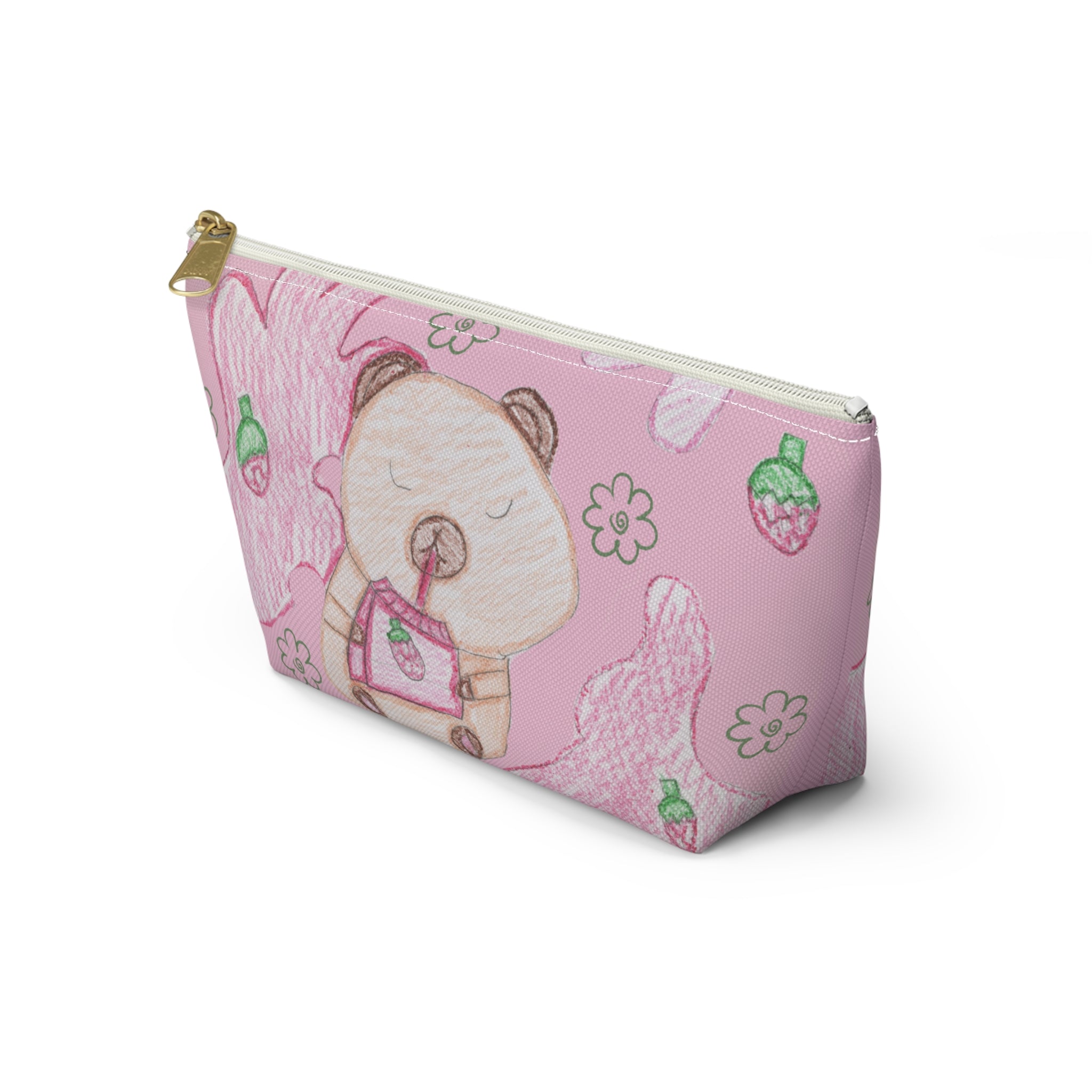 Strawberry Capybara Accessory Pouch w T-bottom